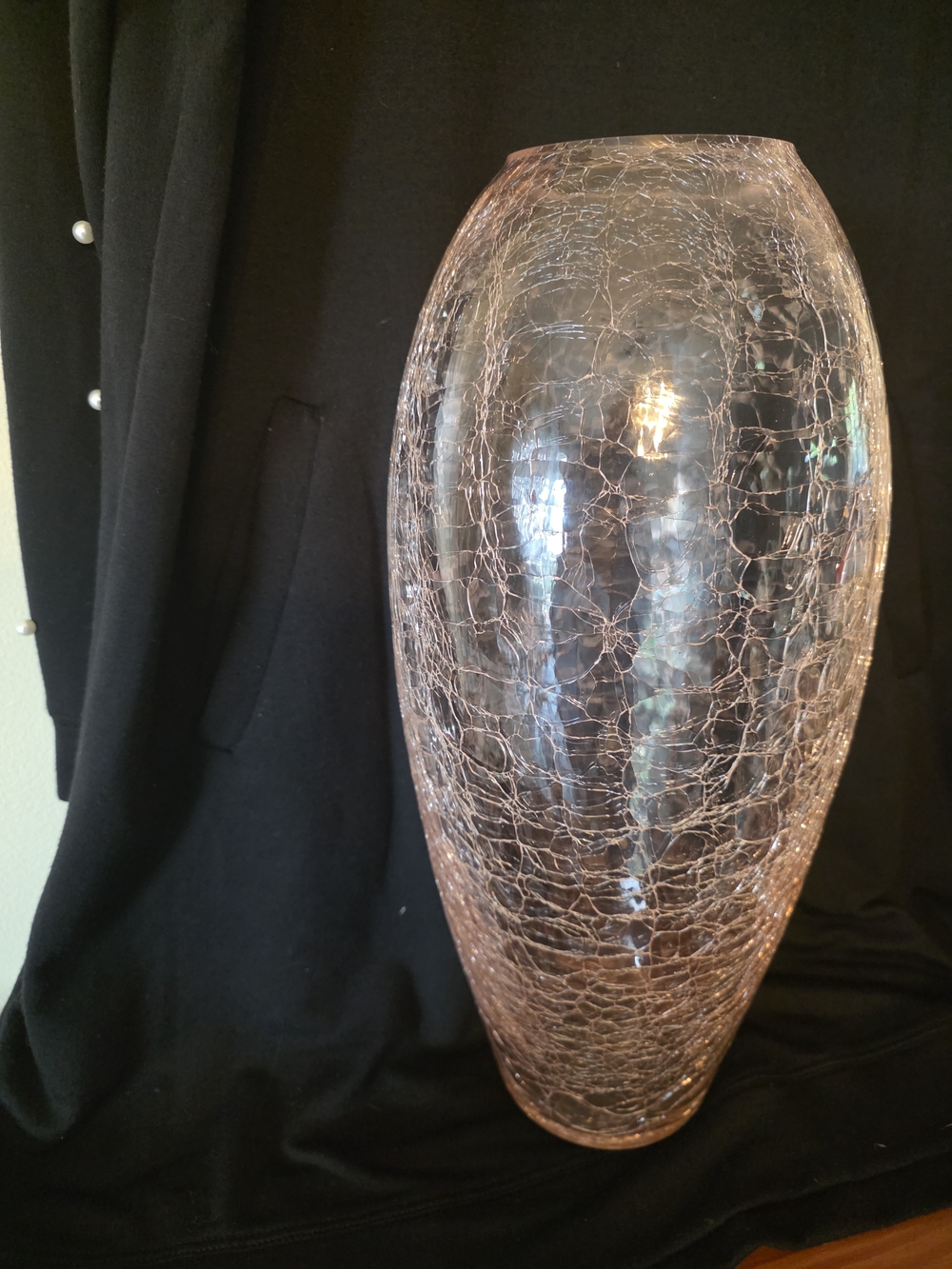 Silvestri Blush Crackle Glass Floor Vase LARGE